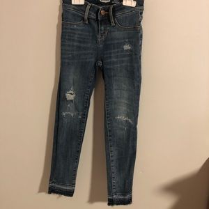 Distressed blue Jean leggings